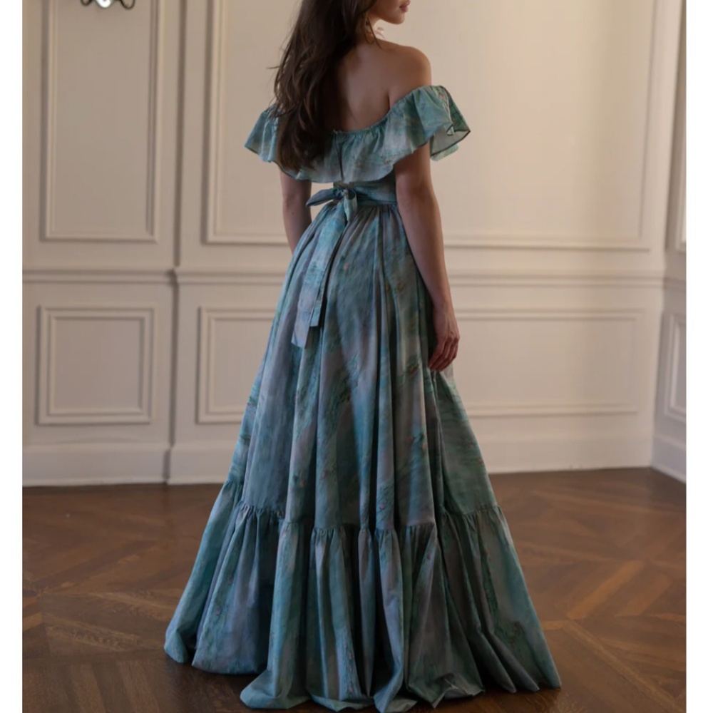 Selkie Mint Green and Seafoam Off-Shoulder Maxi Dress - Picture 4 of 9